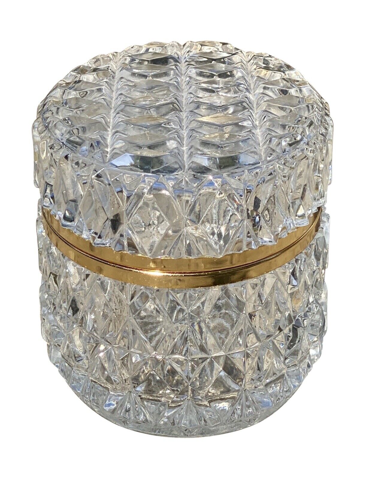 19th C Antique French Faceted Cut Crystal Jewelry Box