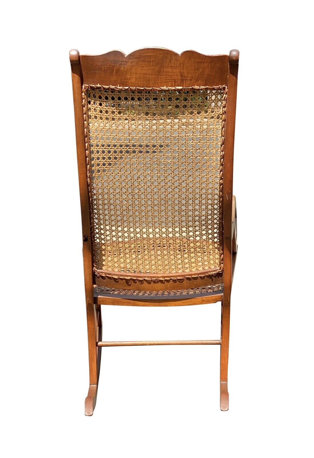 Antique Late 19th Century Tiger Maple Lincoln Rocking Chair With Whale Tail Arms