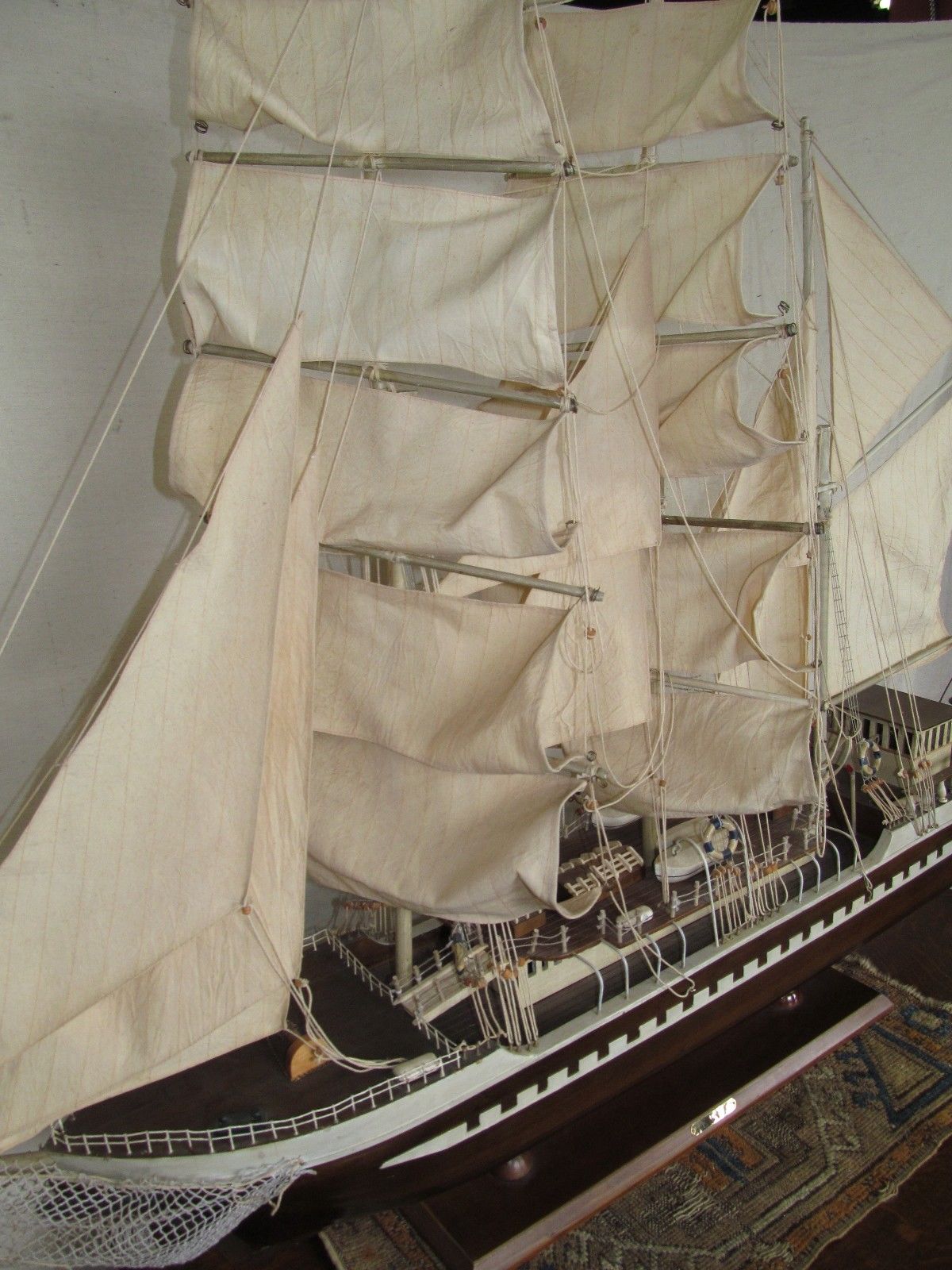 MASSIVE 57" LONG RIGGED TRIPLE MASTED SAILING SHIP MODEL