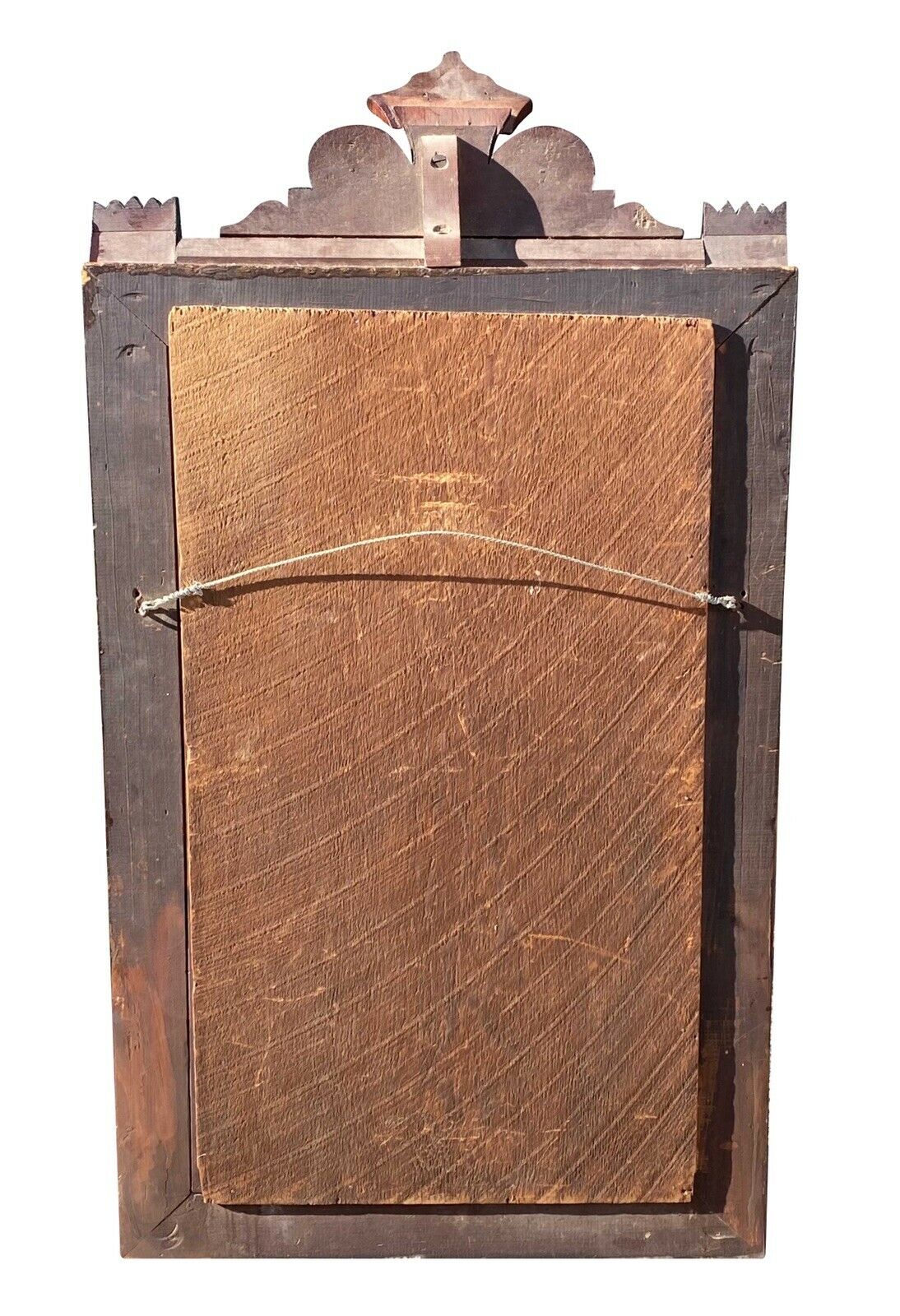 19TH C ANTIQUE VICTORIAN WALNUT MIRROR W/ BEVELED GLASS & GOLD GILT LINER