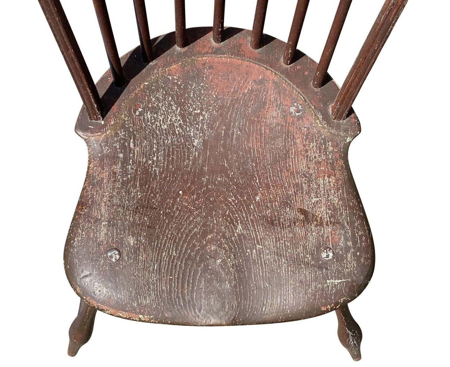 18th C Antique New England Farmhouse Windsor Hoop Back Chair - Oxblood Red Paint