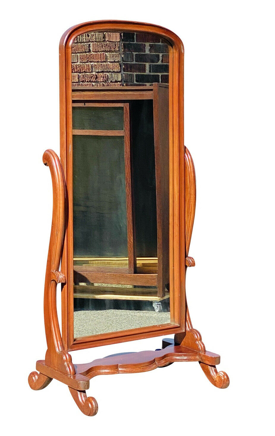 19TH C ANTIQUE CLASSICAL MAHOGANY CHEVAL FULL LENGTH DRESSING MIRROR