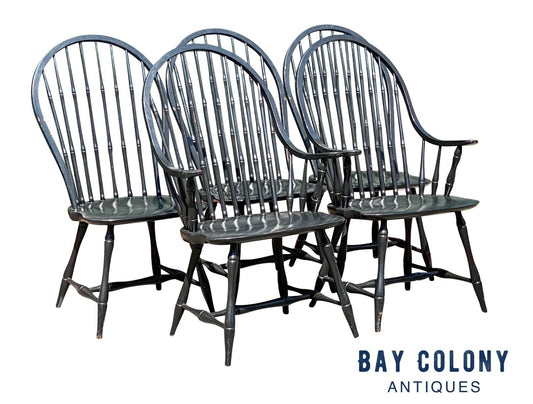 20th C Antique Style Bent Brothers Set of 5 Hoop Back Windsor Dining Chairs