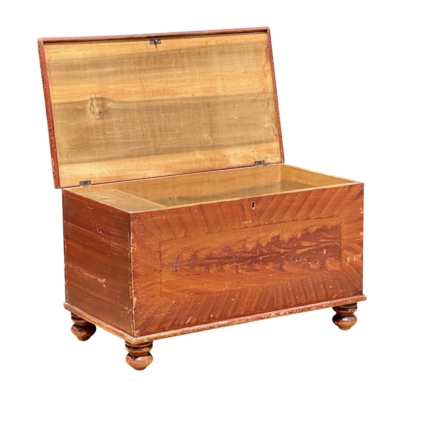 19th C Antique Vermont Grain Painted Blanket Chest / Blanket Box