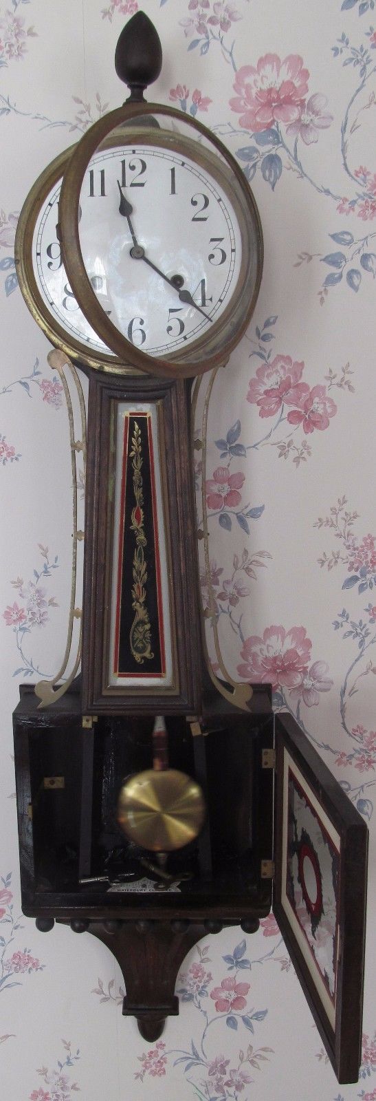 LARGE ANTIQUE BANJO CLOCK BY THE WATERBURY CLOCK COMPANY WILLARD SERIES