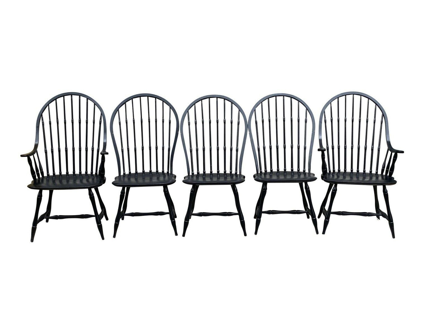 20TH C ANTIQUE STYLE SET OF 5 S BENT BROTHERS HOOP BACK WINDSOR CHAIRS