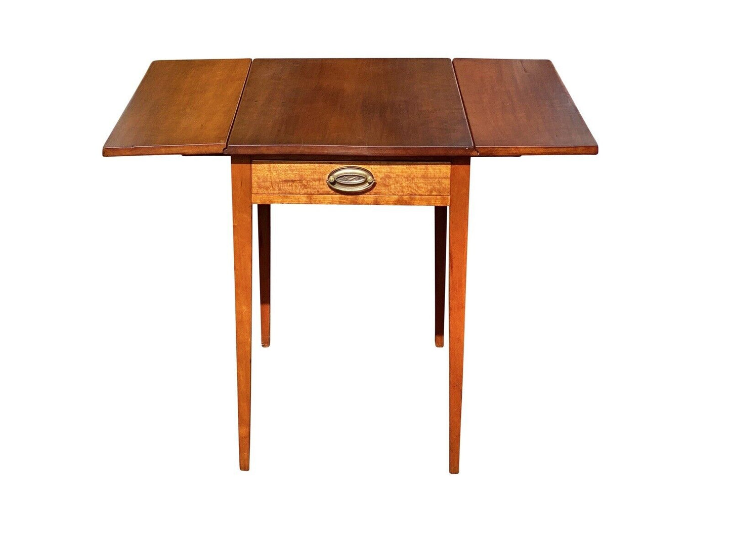 19th C Antique Federal Period Cherry Drop Leaf Pembroke Table With Drawer