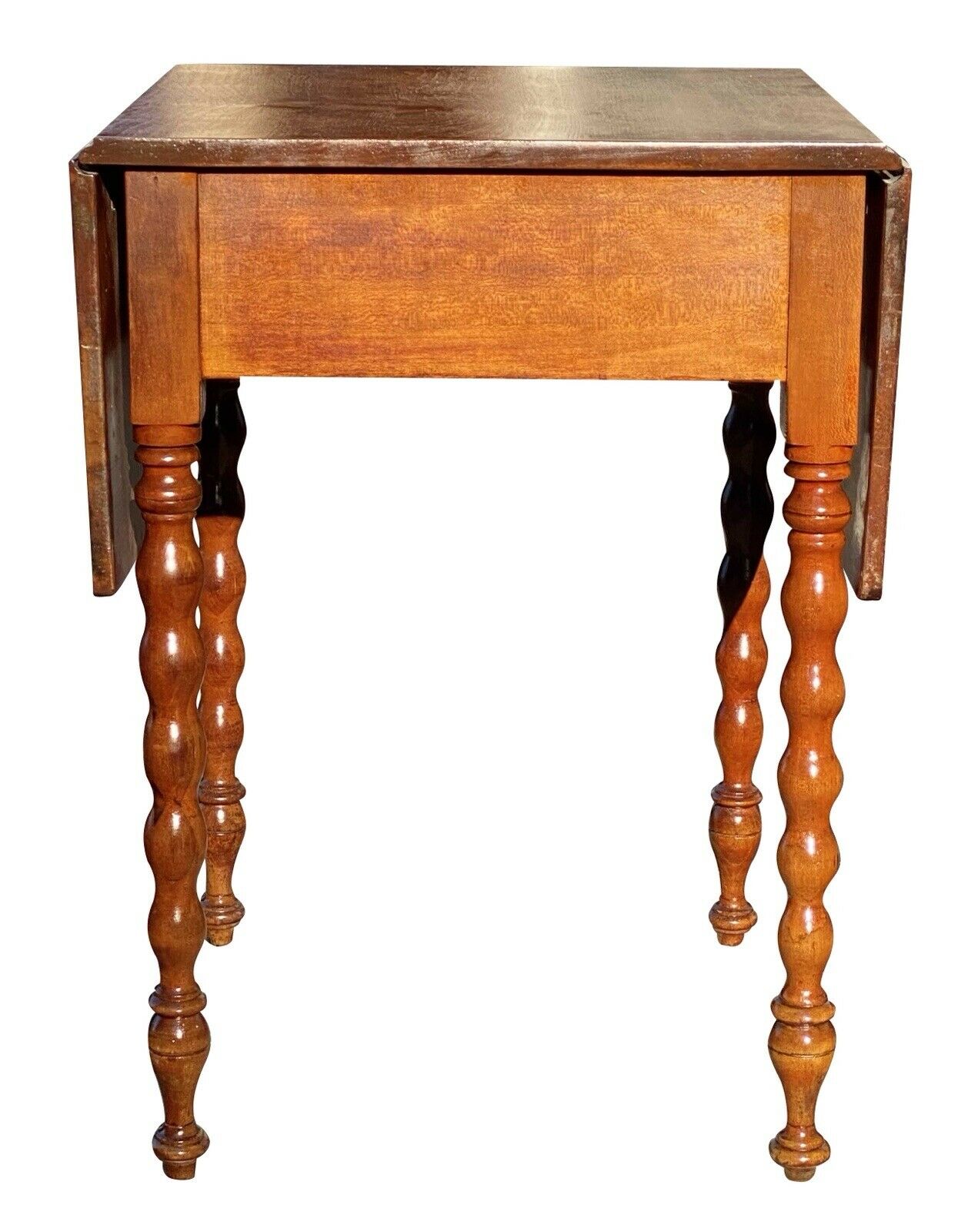 19th C Antique Sheraton Cherry Drop Leaf Work Table / Night Stand