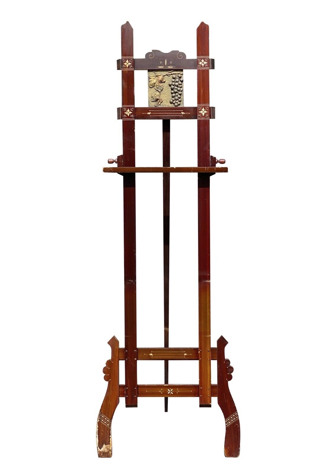 Antique Art Nouveau Fine Art Display Easel in Faux Mahogany Grain Painted Finish