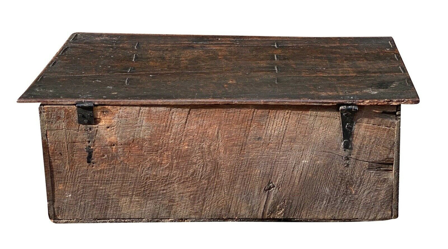 18th C Antique William & Mary Carved Oak Bible Box ~ Dated 1717