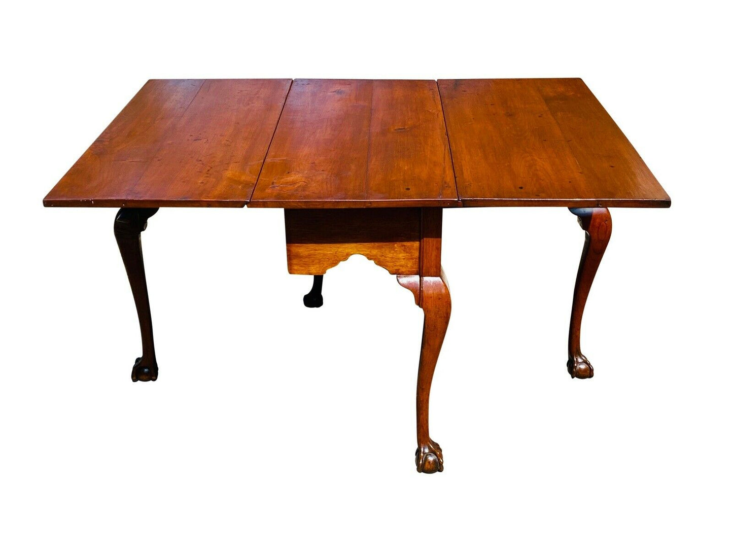 18TH C ANTIQUE PHILADELPHIA CHIPPENDALE WALNUT DROP LEAF DINING TABLE