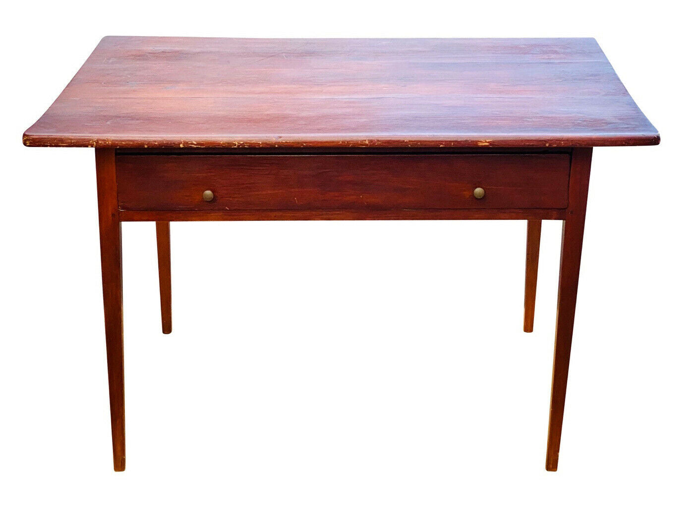 19th C Antique New Hampshire Pine Hepplewhite 1 Drawer Tavern Table