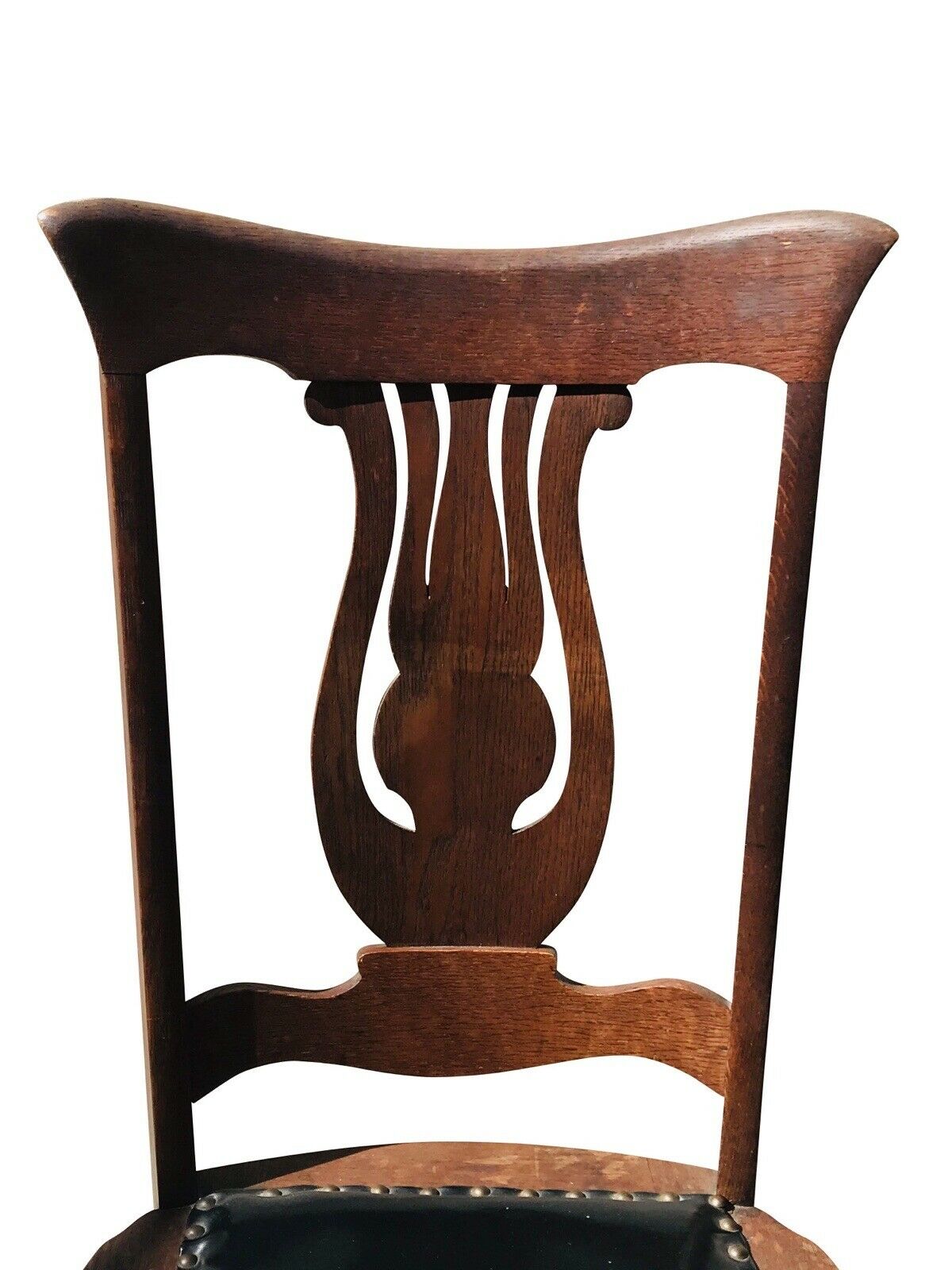 20TH C SET OF 6 ANTIQUE VICTORIAN TIGER OAK DINING CHAIRS ~ SIKES CHAIR COMPANY