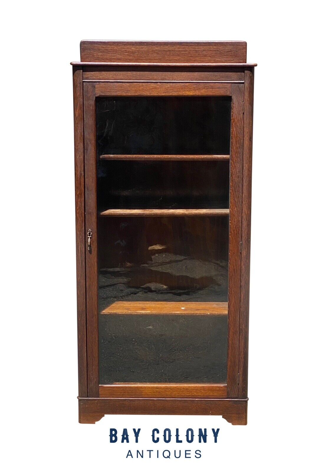 Antique Arts & Crafts Tiger Oak Single Door Bookcase / China Cabinet