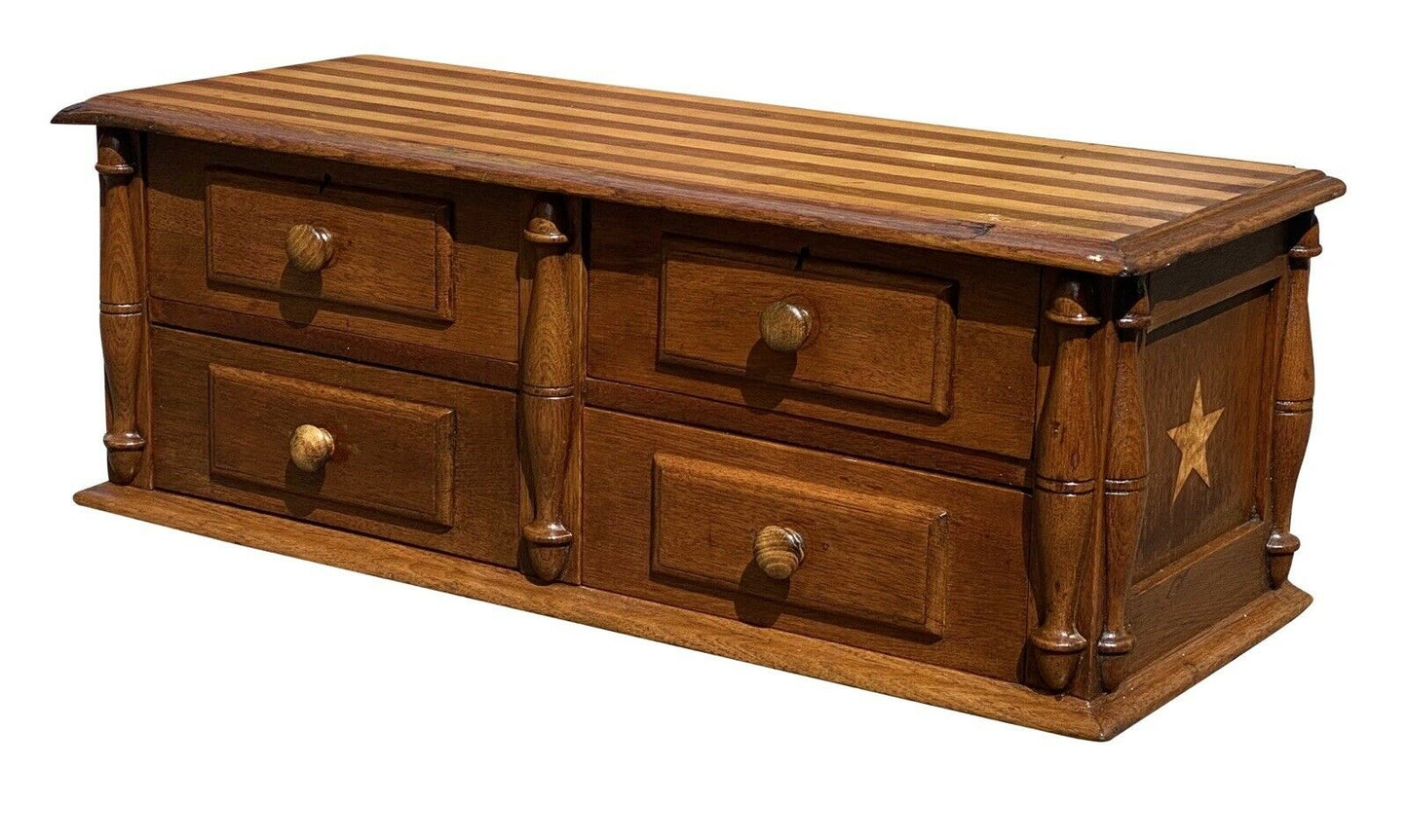 19TH C ANTIQUE FEDERAL PERIOD SOUTHERN WALNUT FOLK ART SPICE BOX / CABINET