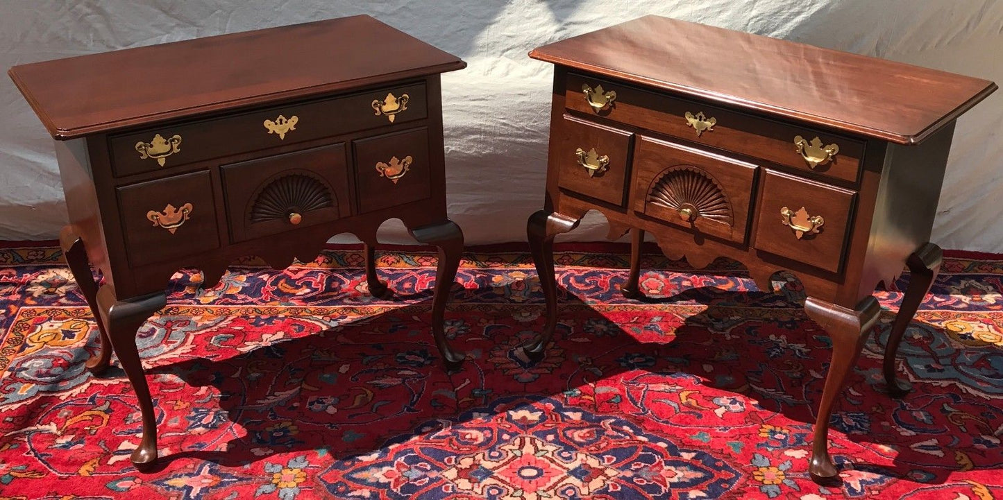 PAIR OF CHIPPENDALE STYLED CHERRY LOWBOYS BY HITCHCOCK FURNITURE
