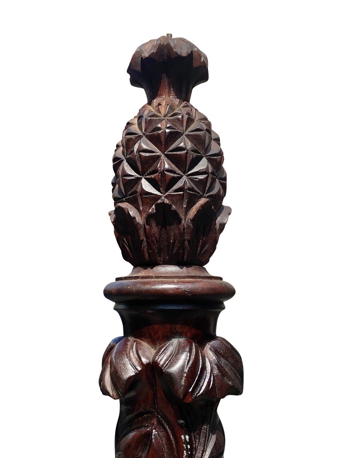 Federal Mahogany Full Size Pineapple & Acanthus Leaf Carved Four Poster Bed