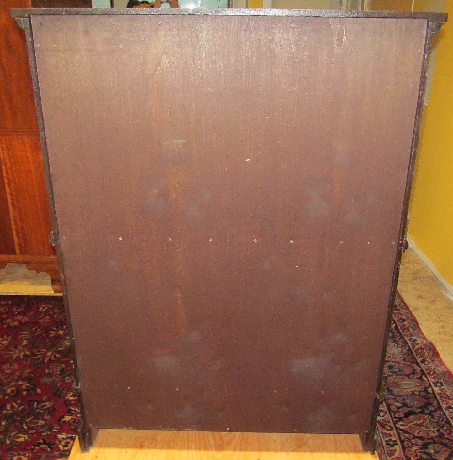 ANTIQUE RAISED PANELED BOOKCASE IN SOLID MAHOGANY-HOLDS ENCYCLOPEDIA SIZED BOOKS