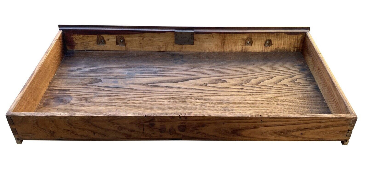 20th C Chippendale Antique Style Tiger Maple Slant Lid Desk With Hidden Drawer