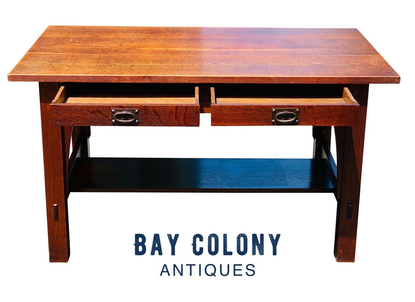 20th C Antique Arts & Crafts Tiger Oak Gustav Stickley Desk / Library Table #616