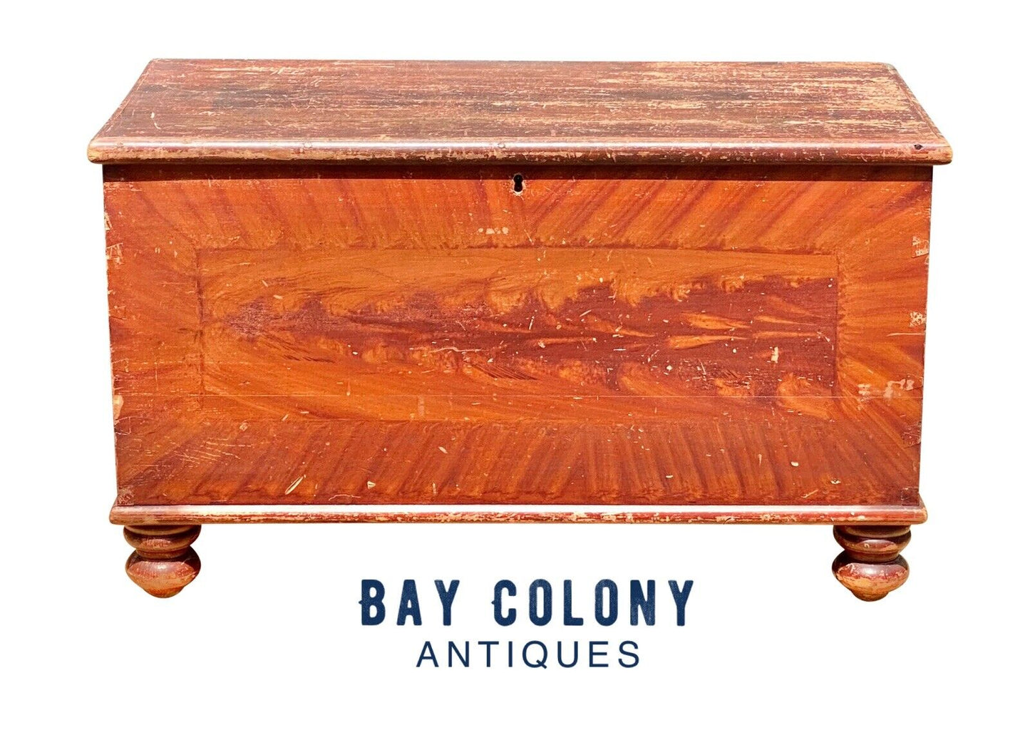 19th C Antique Vermont Grain Painted Blanket Chest / Blanket Box
