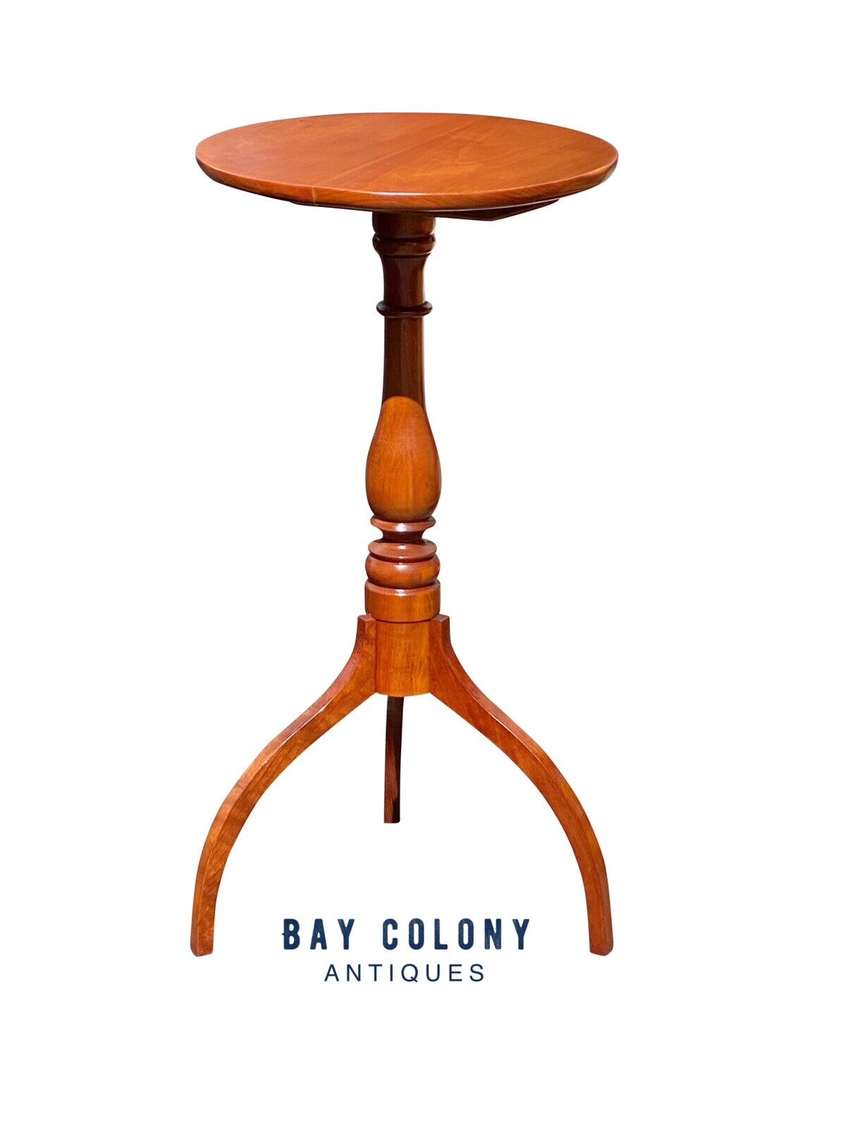 Federal Style New England Cherry Candlestand With Rare Tripod Spider Legs