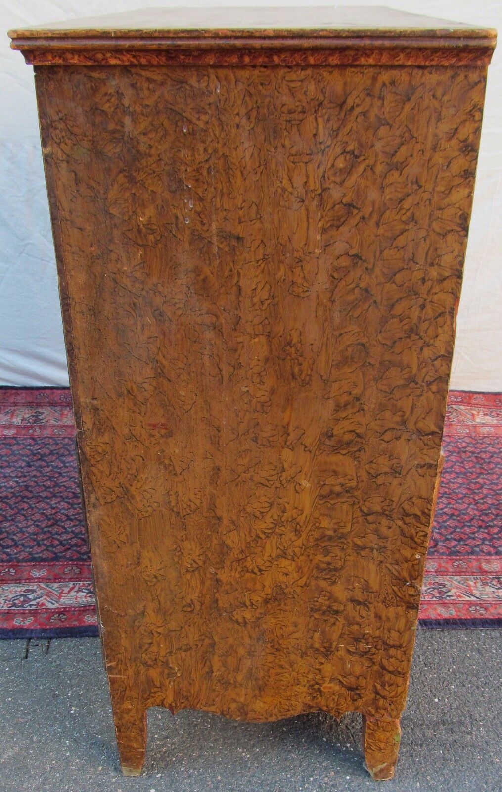 18TH C HEPPLEWHITE NEW ENGLAND SPONGE GRAIN PAINTED ANTIQUE BLANKET BOX / CHEST