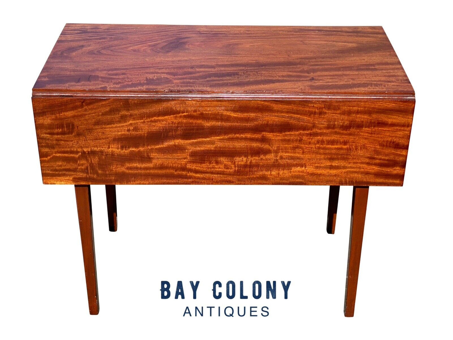 Antique Mahogany Federal Period Drop Leaf Table With Inlay & One Drawer