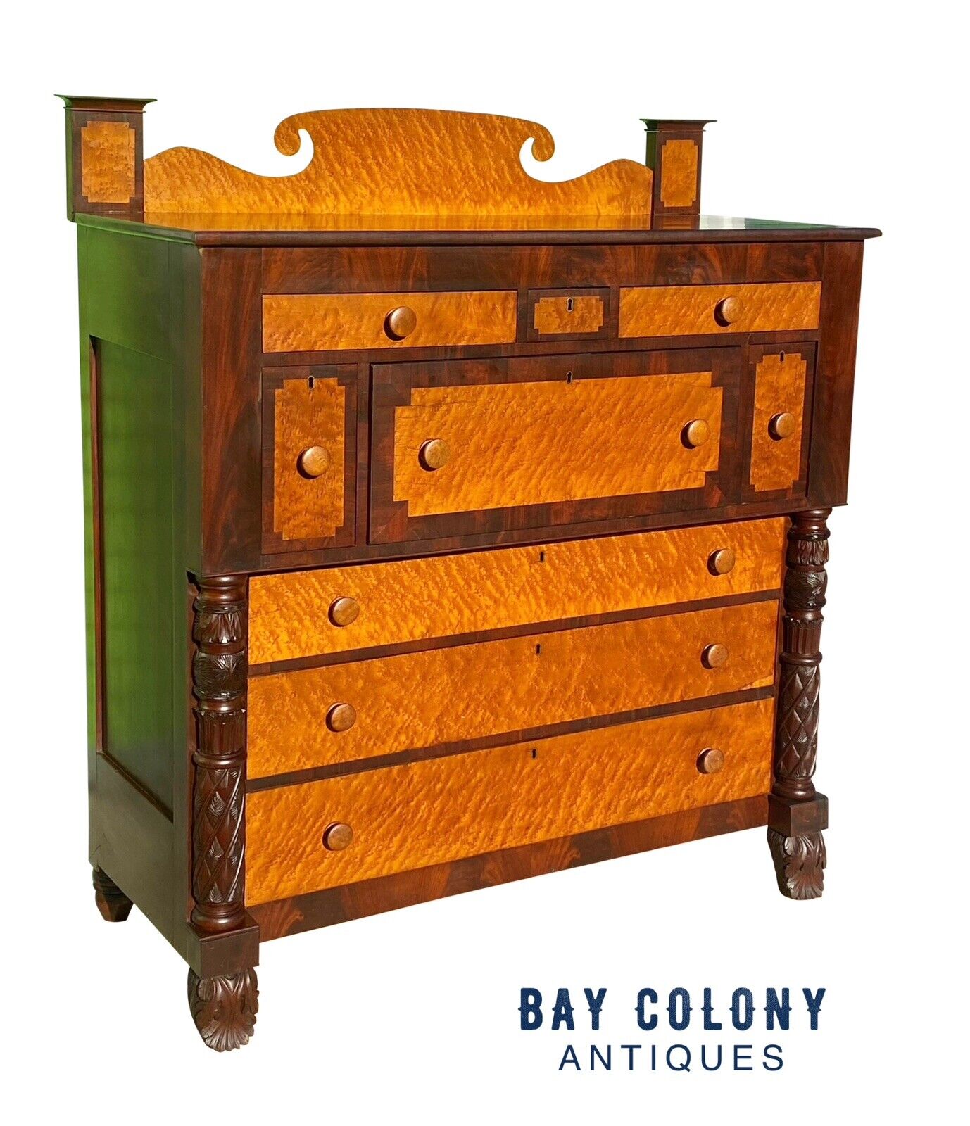 Early 19th Century Vermont Federal Butler's Desk in Bird's Eye Maple & Mahogany
