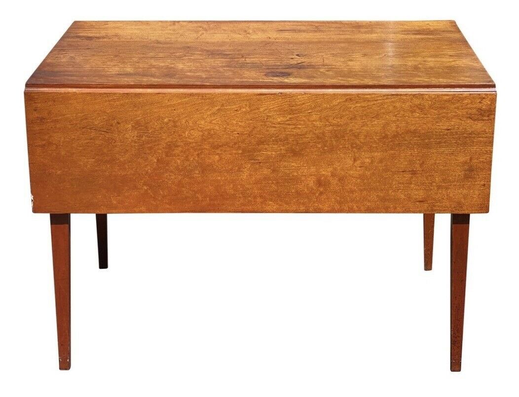 19TH C ANTIQUE FEDERAL PERIOD CHERRY HEPPLEWHITE DROP LEAF BAKERS TABLE