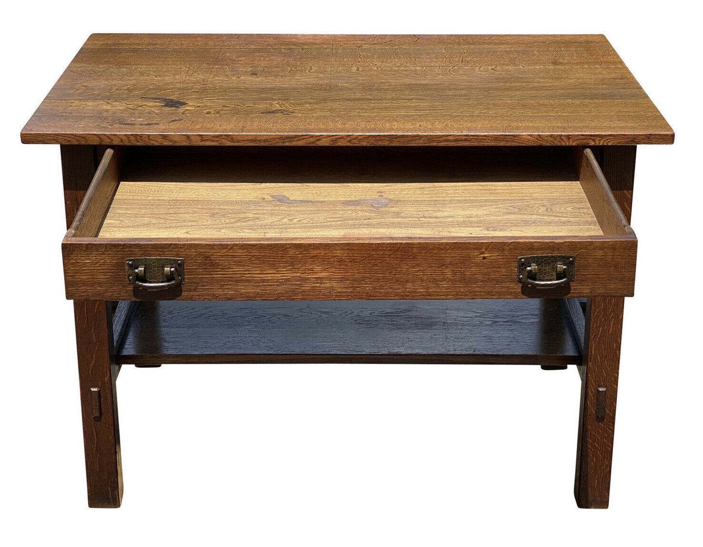 20TH C ANTIQUE TIGER OAK L & JG STICKLEY DESK MODEL #529 ~ 42" x 28"
