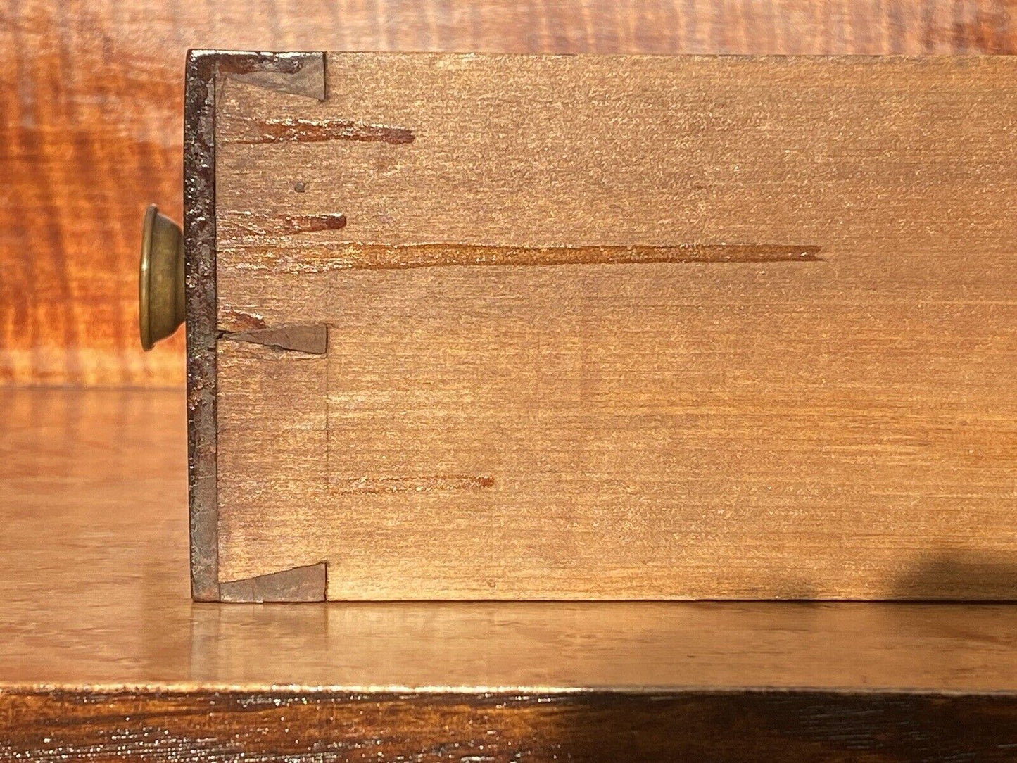 Late 18th Century Antique Sheraton Tiger Maple 2 Drawer Server / Console Table