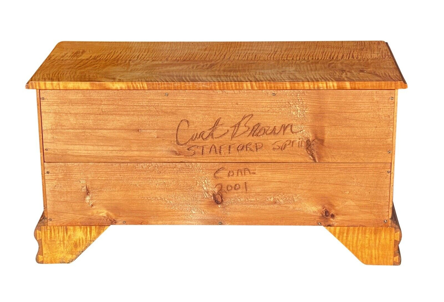 Chippendale Antique Style Tiger Maple 2 Drawer Blanket Chest / Blanket Box