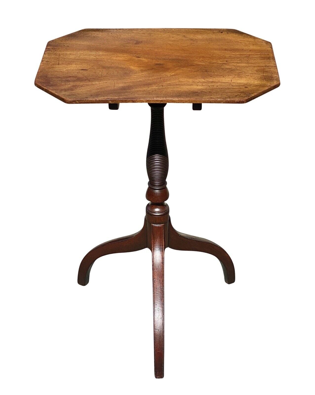 18th C Antique Federal Period Virginia Walnut Tilt Top Candle Stand