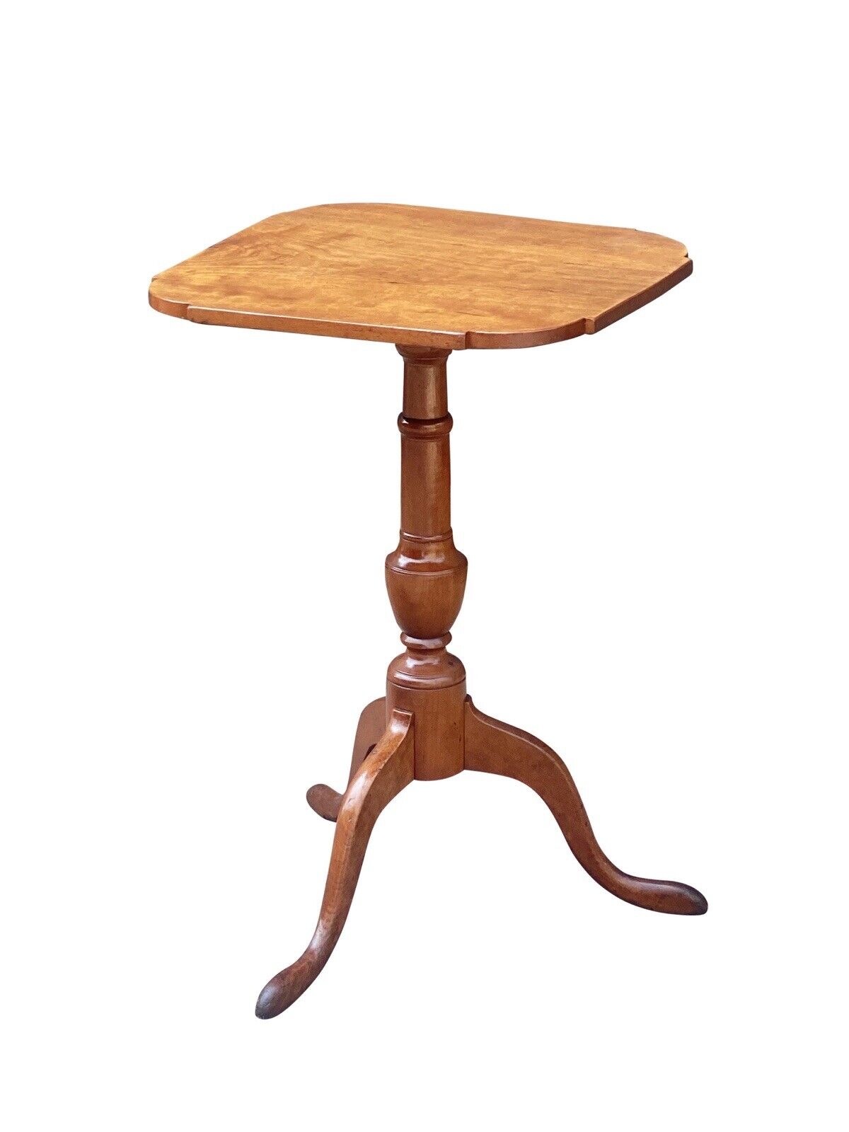 Antique Queen Anne Cherry Candlestand With Ovolo Top & Snake Legs