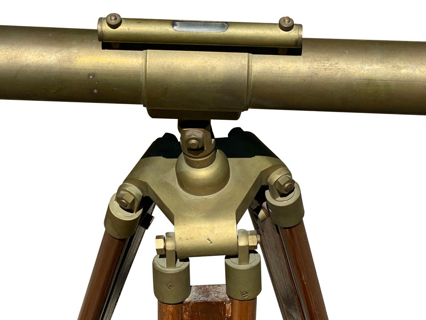 20TH C VINTAGE BRASS MARITIME ADJUSTABLE HEIGHT TELESCOPE ~ CLEAR WORKING OPTICS