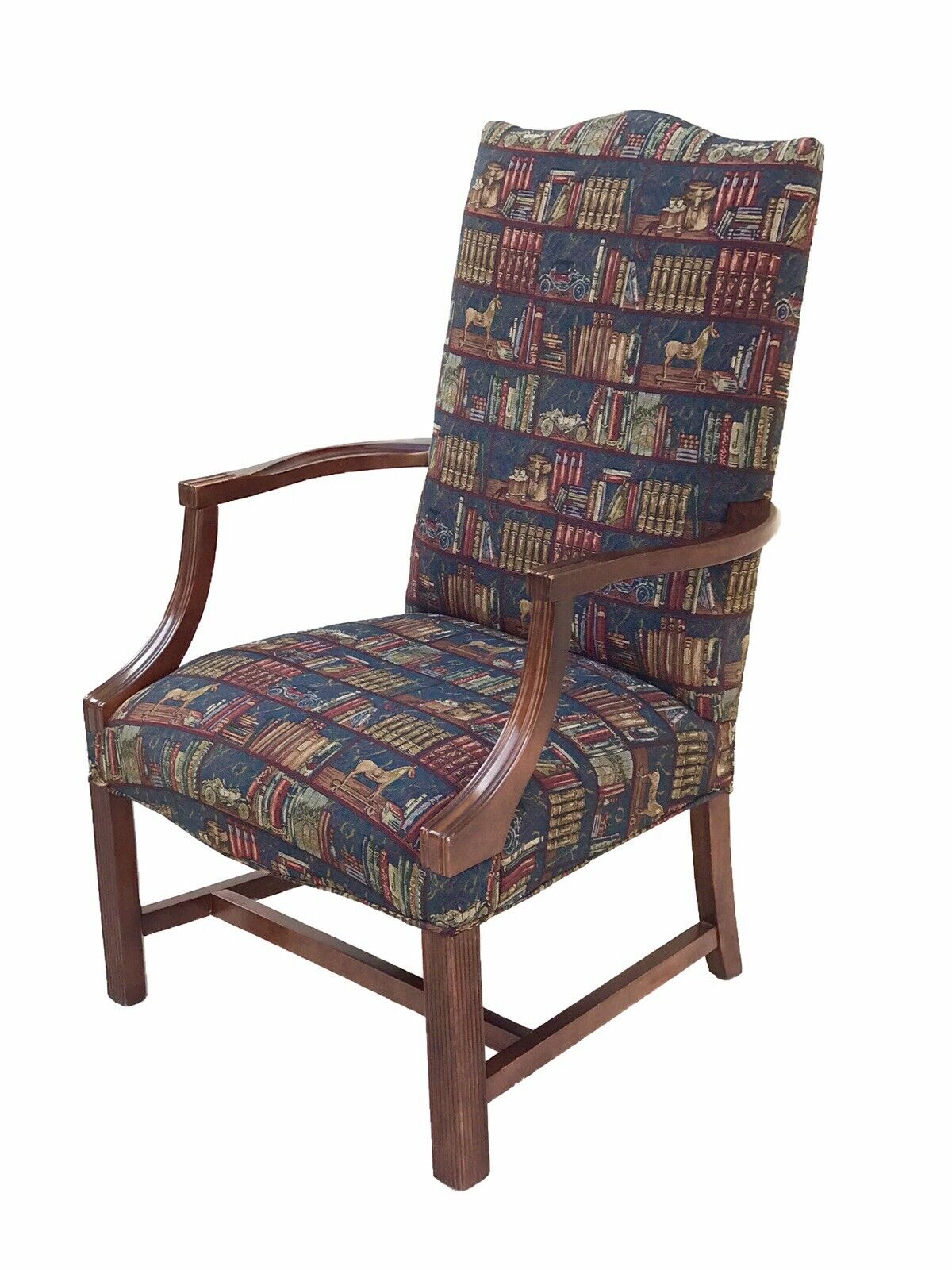 20TH C CHIPPENDALE ANTIQUE STYLE LIBRARY ARM CHAIR / LOLLING CHAIR