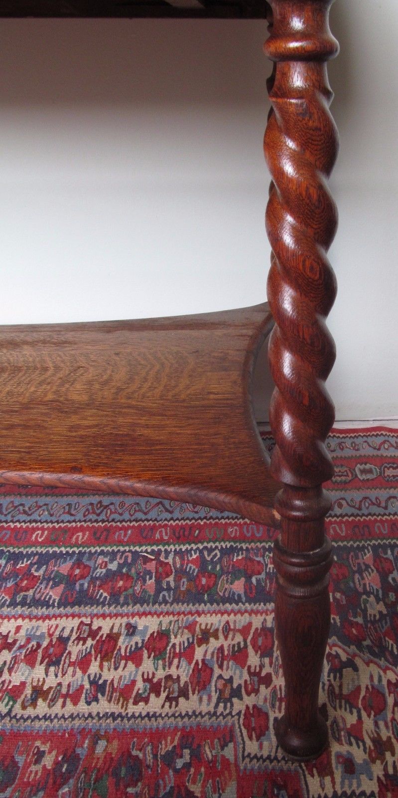 VICTORIAN SOLID TIGER OAK DESK WITH BARLEY TWIST LEGS