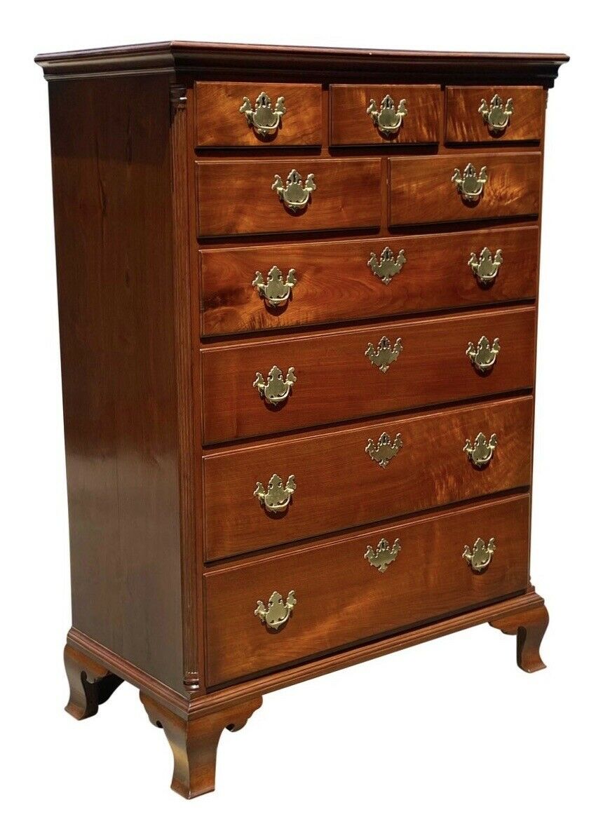 18TH C ANTIQUE CHIPPENDALE PENNSYLVANIA WALNUT TALL CHEST / DRESSER ~ YORK PA
