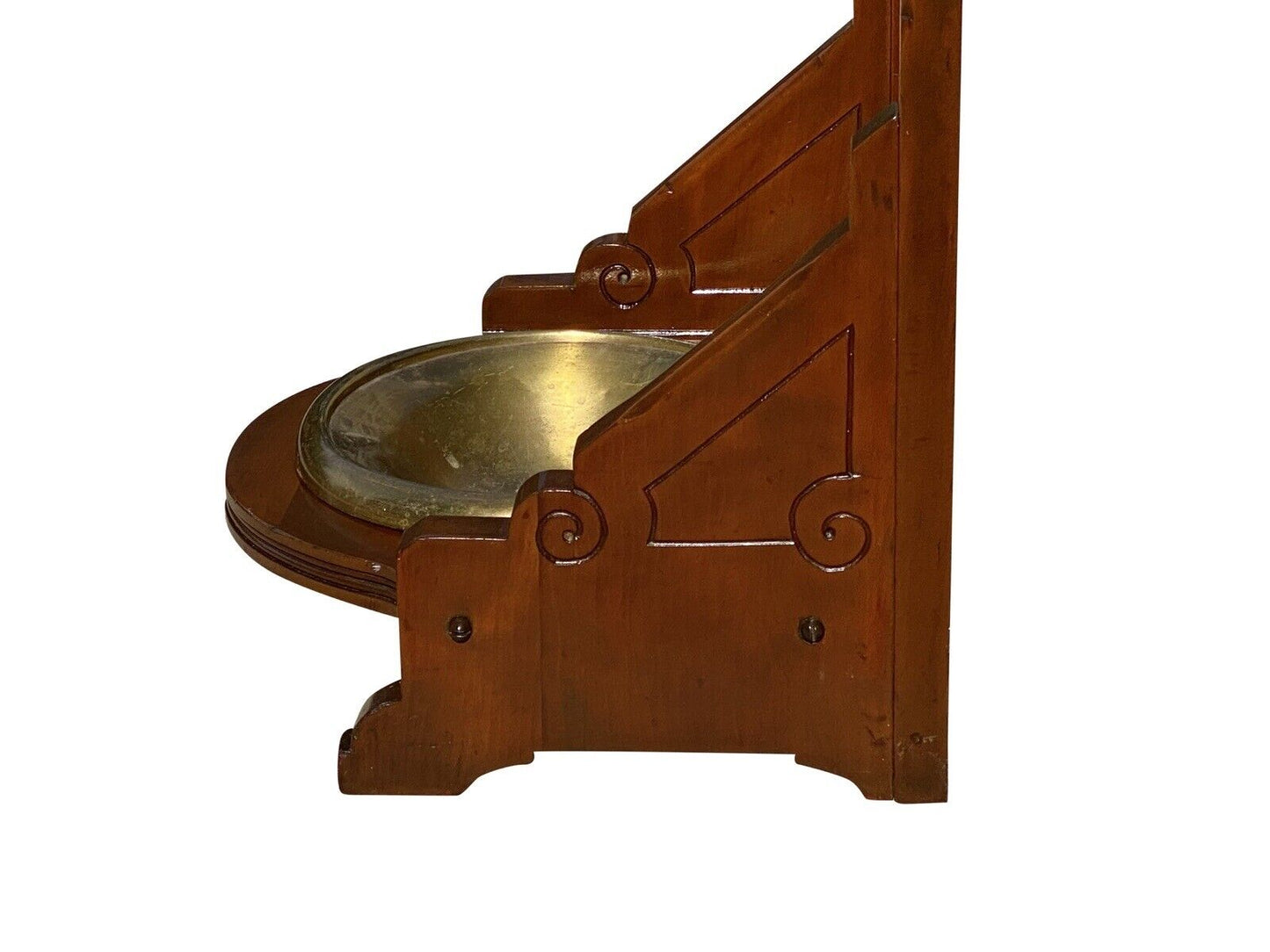 Antique Eastlake Victorian Cherry Umbrella Stand With Original Brass Water Basin