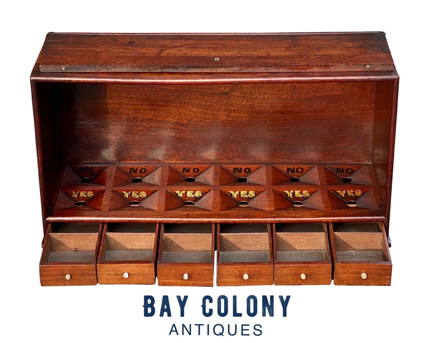 19th C Antique Victorian Mahogany Ballot Box ~ Freemason / Oddfellows