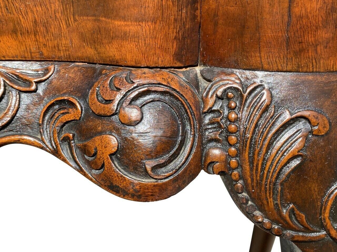 19TH C ANTIQUE CHIPPENDALE WALNUT BALL & CLAW CONSOLE TABLE / SERVER