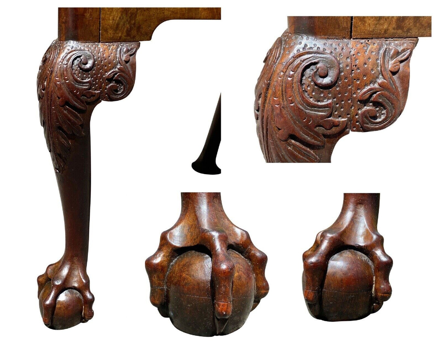 18th C Pair of Antique Irish Chippendale Chairs - Irish Phoenix W/ Ball & Claw
