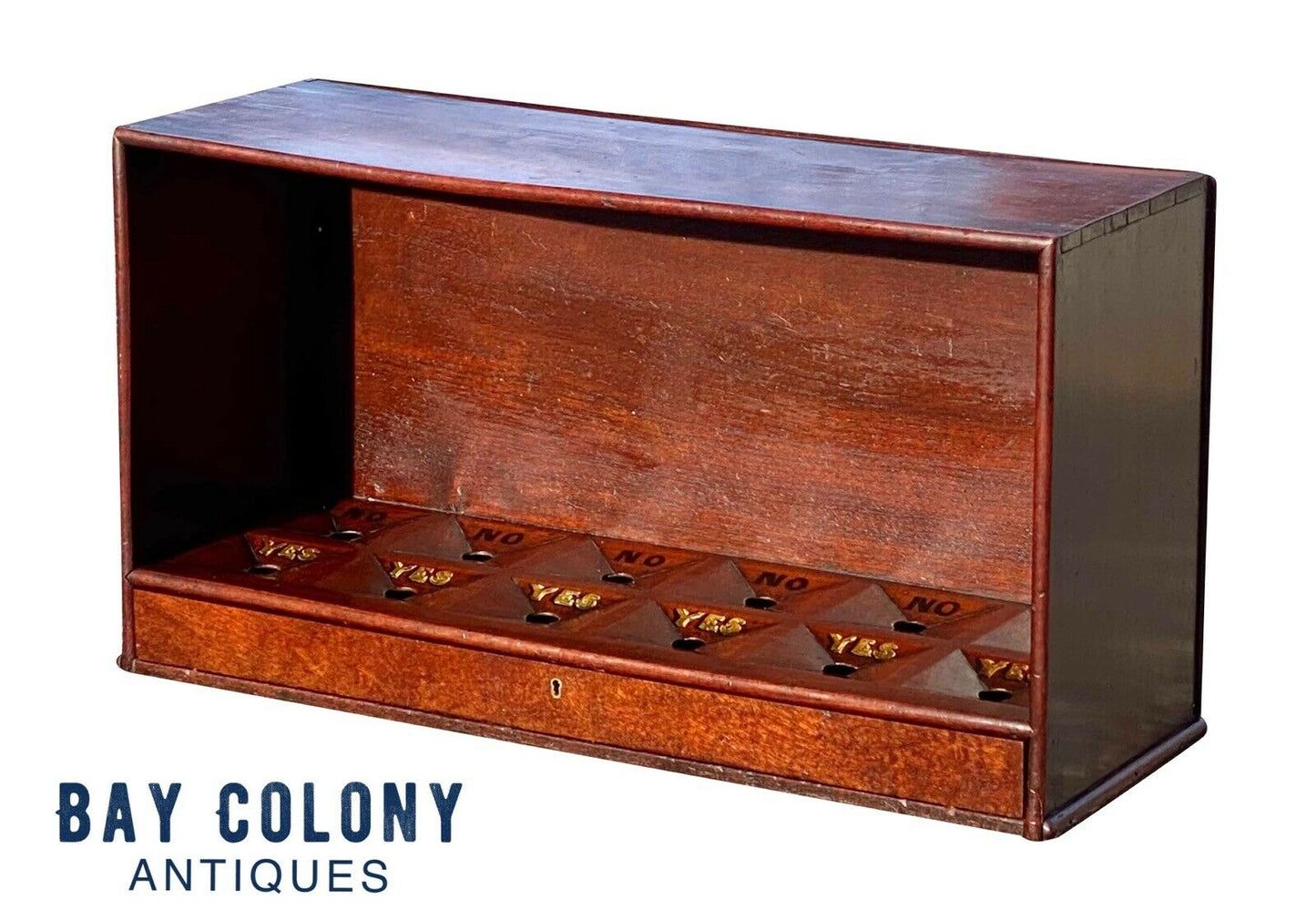 19th C Antique Victorian Mahogany Ballot Box ~ Freemason / Oddfellows