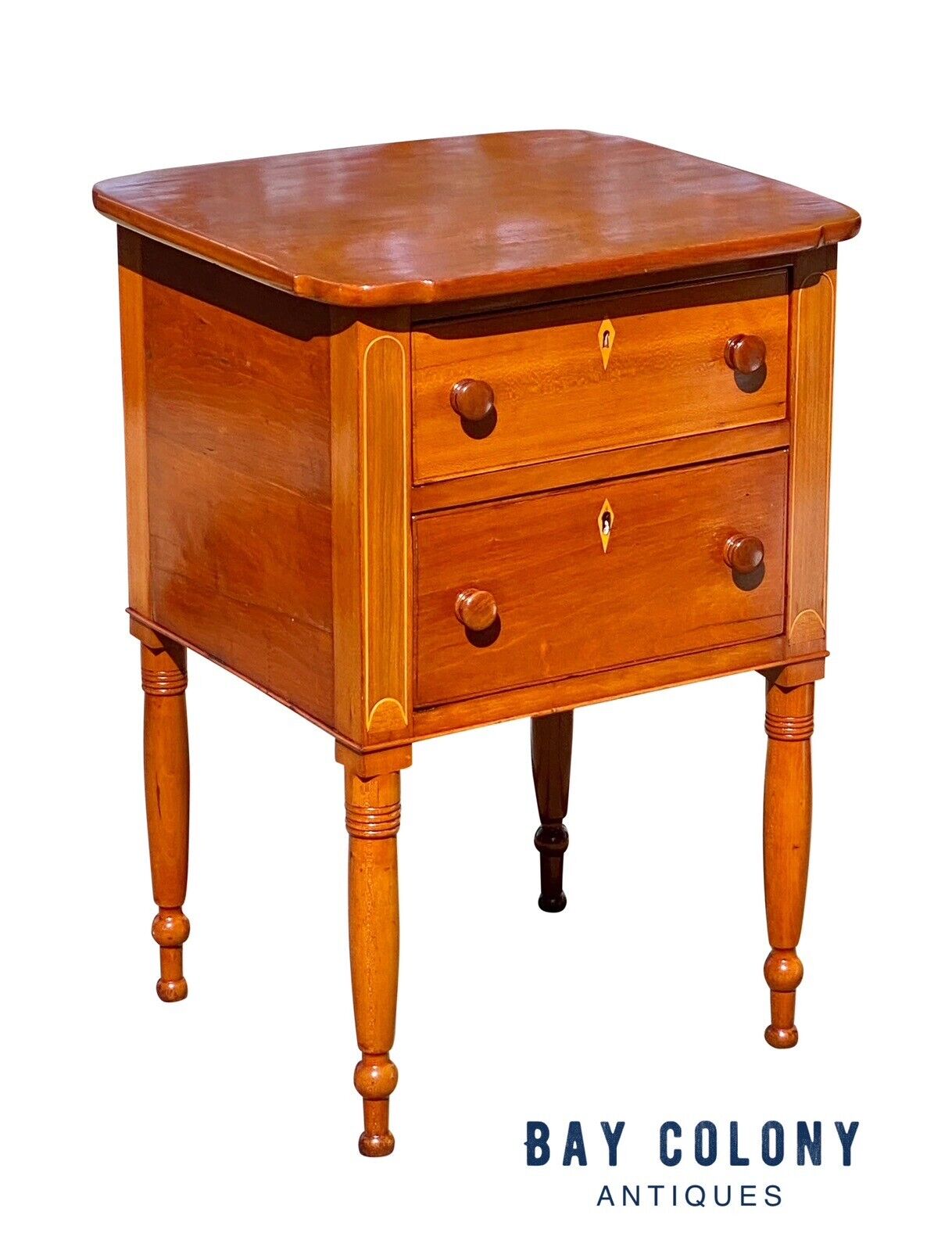 Early 19th Century Antique Federal Kentucky Cherry Inlaid Work Table - Very Rare
