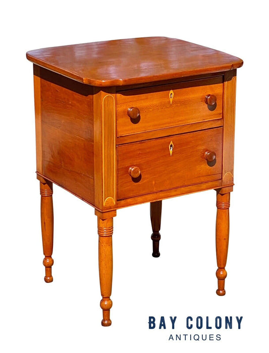 Early 19th Century Antique Federal Kentucky Cherry Inlaid Work Table - Very Rare