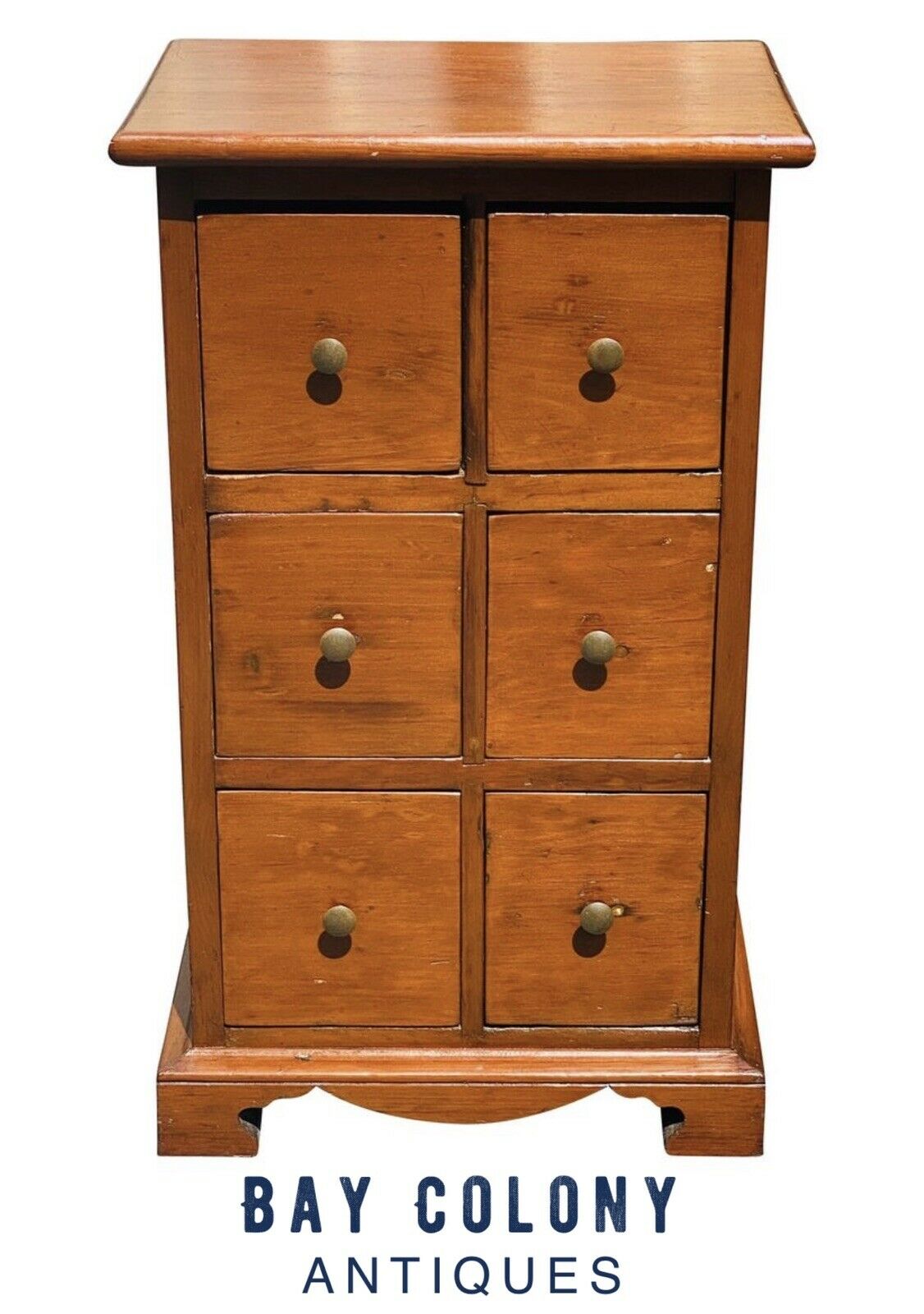 19TH C ANTIQUE QUEEN ANNE PENNSYLVANIA 6 DRAWER SPICE CHEST / CABINET