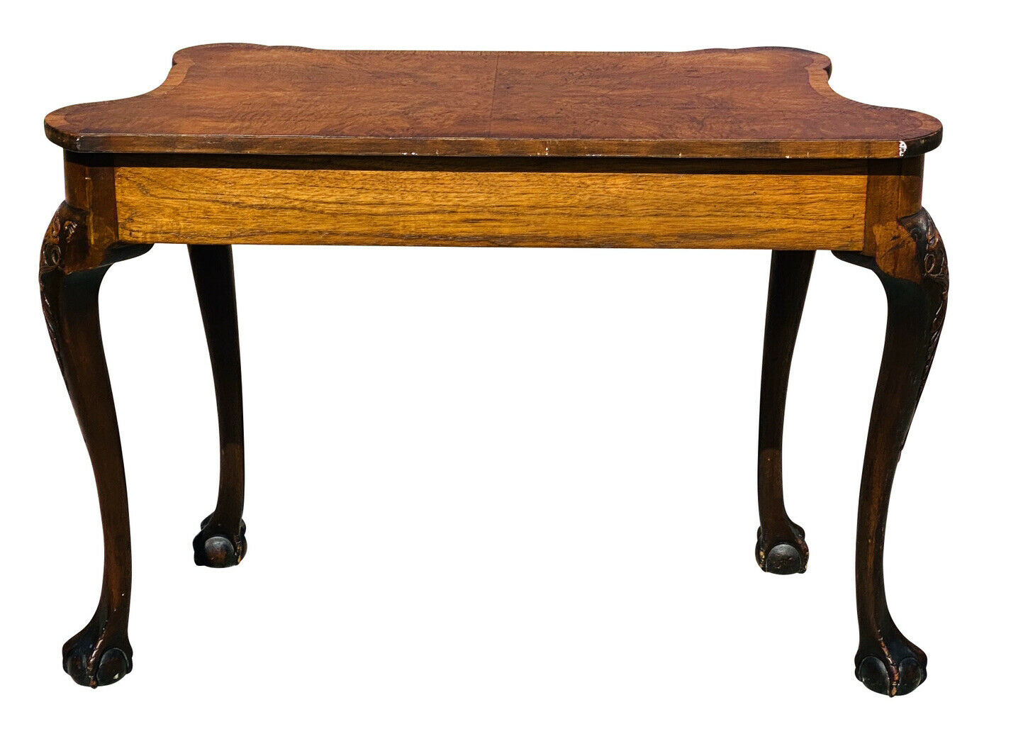 19TH C ANTIQUE CHIPPENDALE WALNUT BALL & CLAW CONSOLE TABLE / SERVER