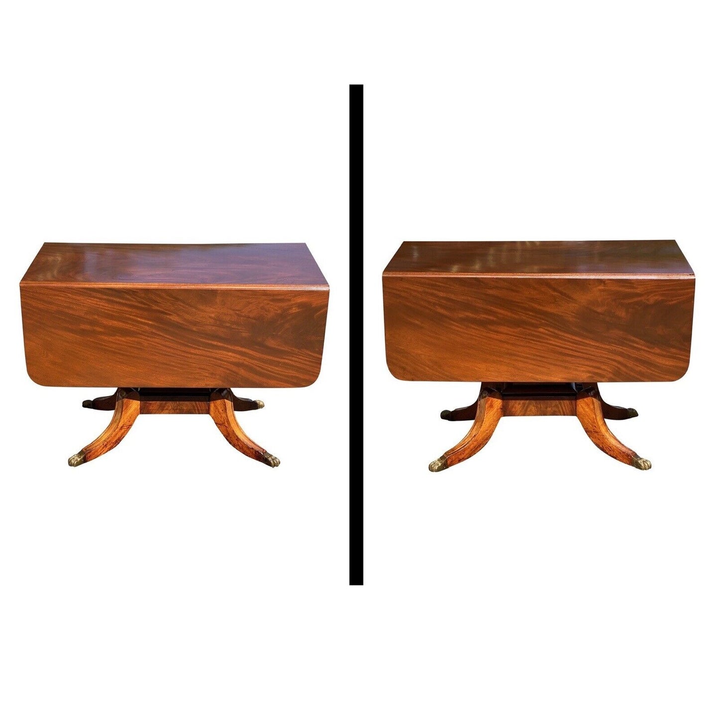Early 19th Century Federal Mahogany Dropleaf Table With Brass Floral Ring Pulls