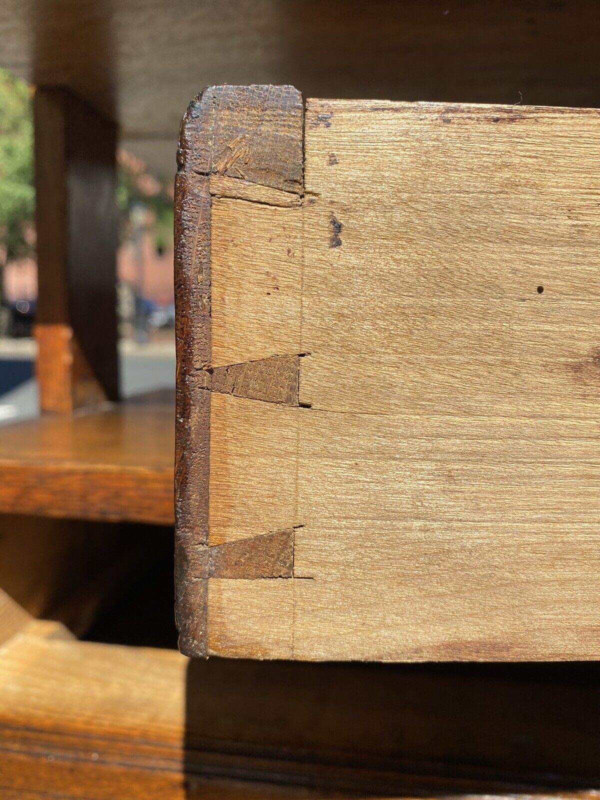 18th C Antique English Tiger Oak Book Press on Stand With 2 Drawers